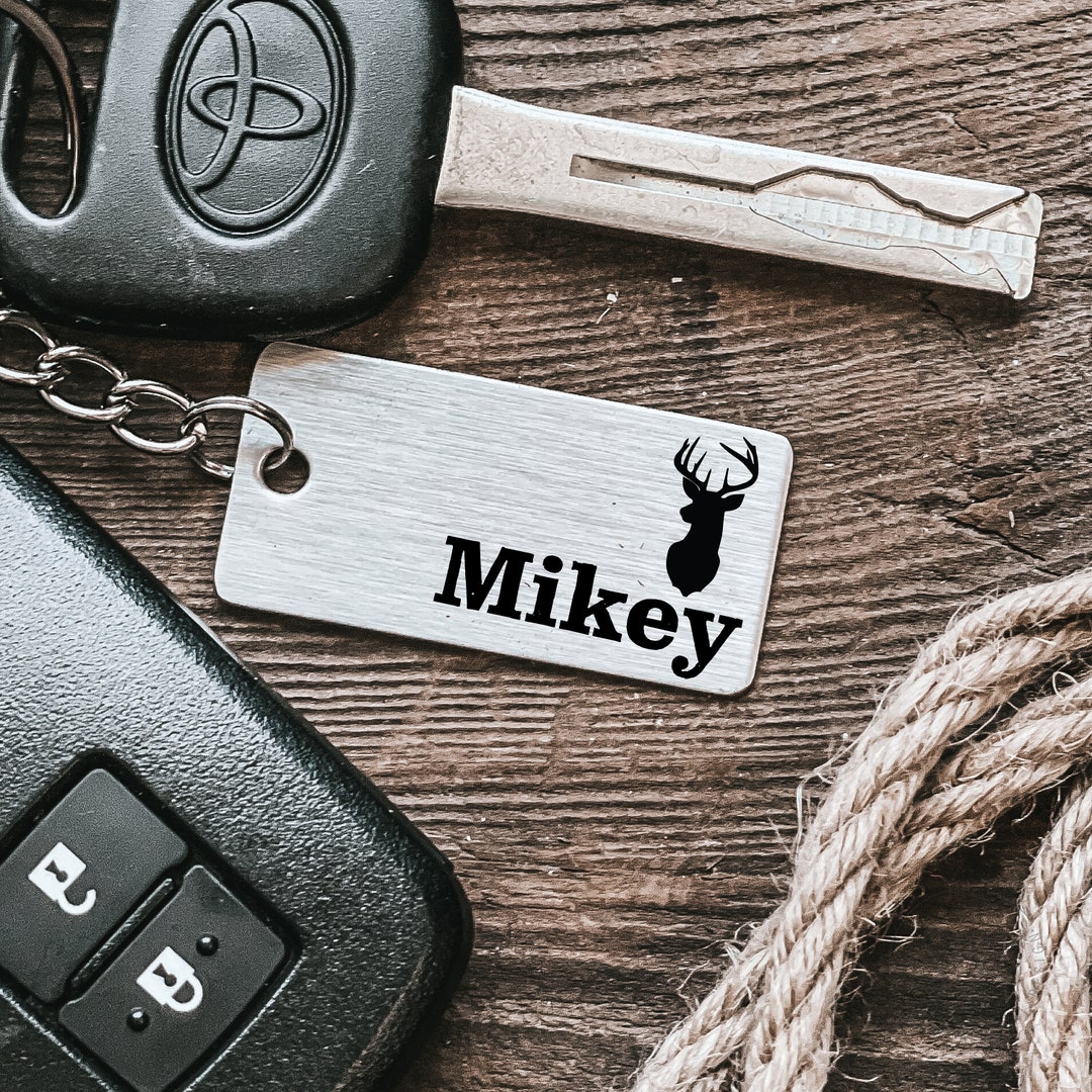 Personalized Antlers Keychain Hunting Keychain Deer Keychain Hunter