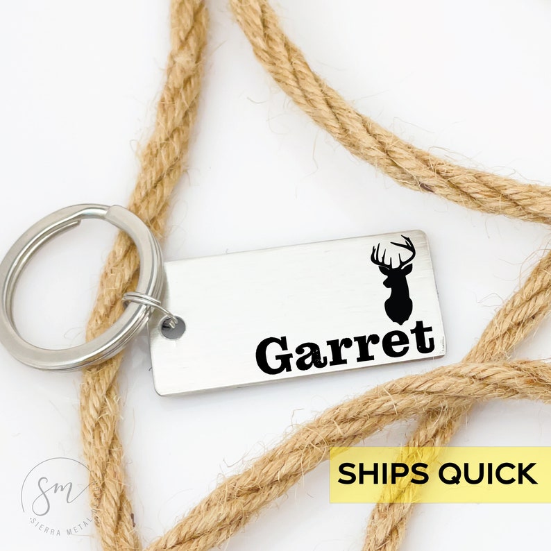 Personalized Antlers Keychain Hunting Keychain Deer Keychain Etsy