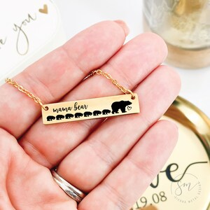 Mama Bear Necklace Mama Bear Necklace with Cubs Mama Bear with cubs Mom Necklace Bar Necklace Mama Bear Jewelry Mother's Day Gift image 6