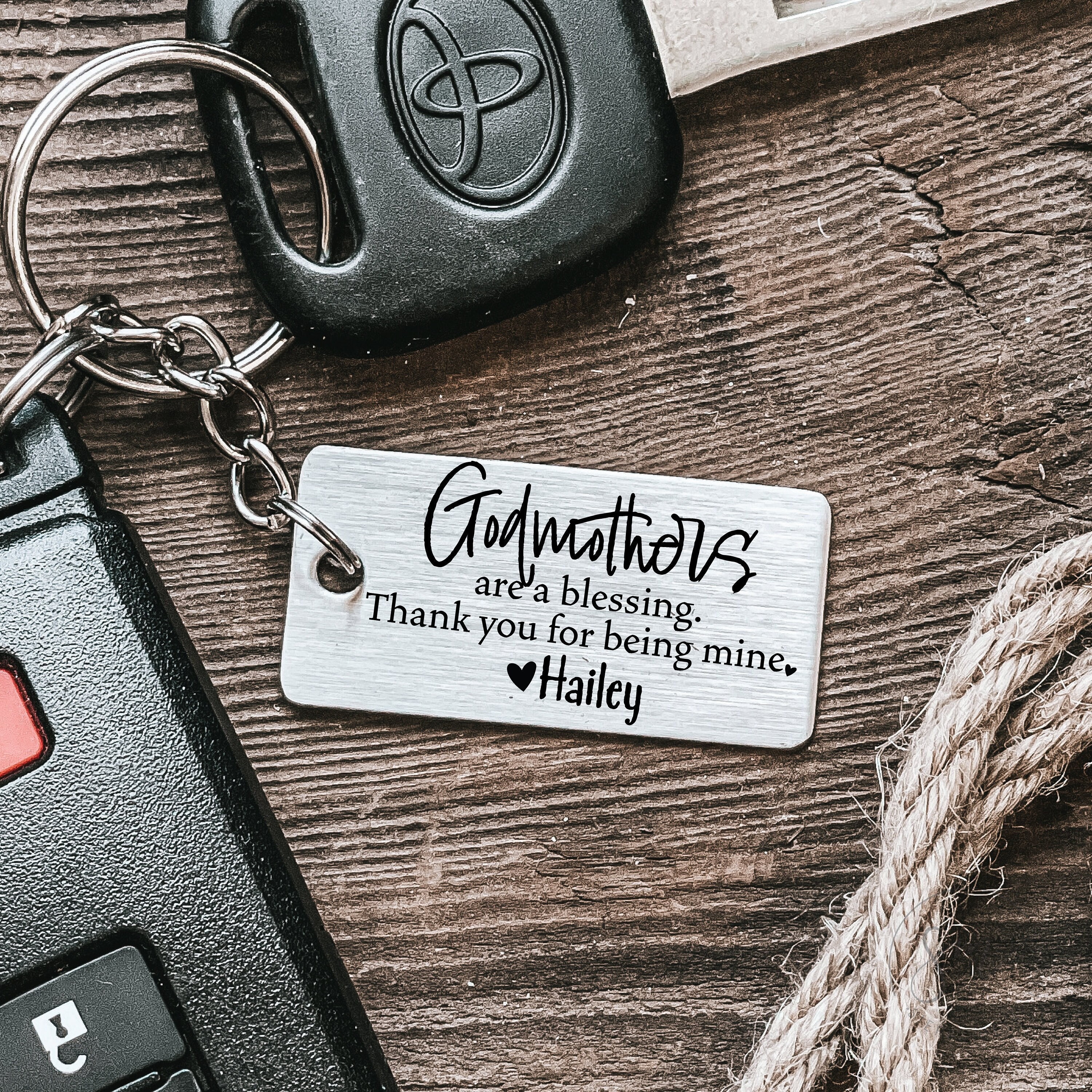 Keychain - Rectangle - Godmother - Leather Keychain - Rectangle - Godmother - Leather