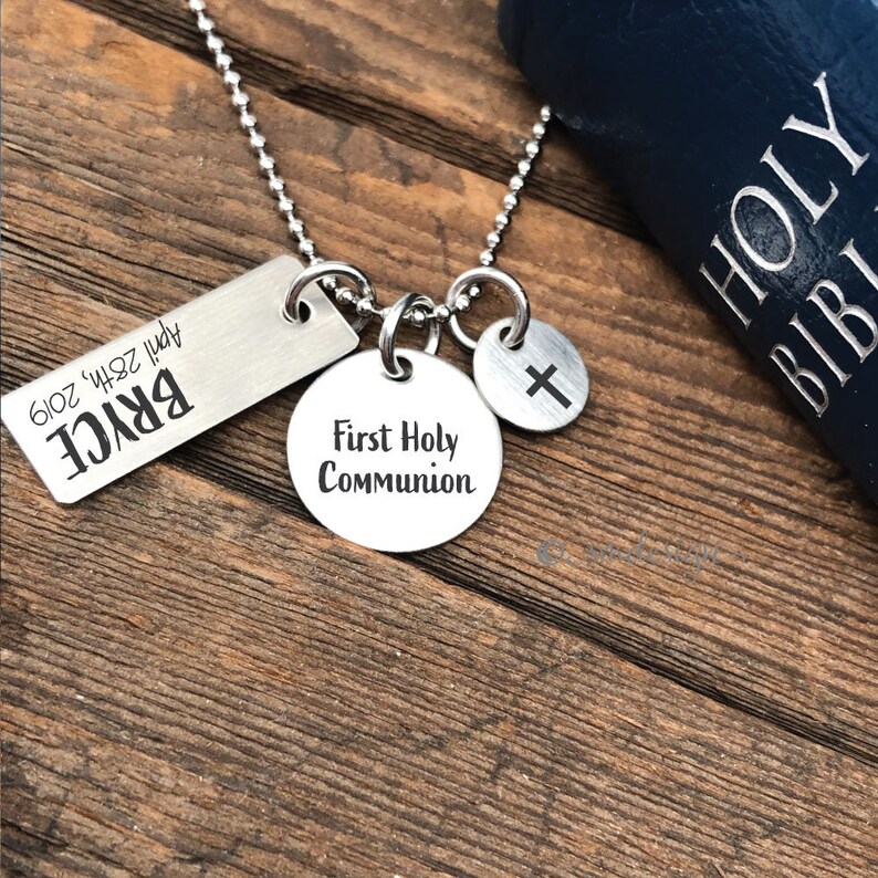Personalized Boys First Communion Pendant Necklace For Boys Etsy