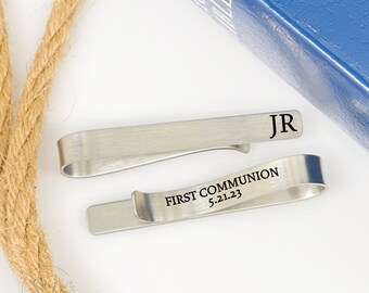 Personalized First Communion Gift Boy's First Communion Tie Clip Gift 1st Communion Tie Bar Boy Tie Clip 1st Communion Gift Little Boy Gift