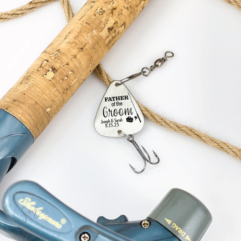 Father of the Groom Fishing Lure Father Gift Wedding Gift Personalized Dad Gift Personalized Lure Parent Gift Outdoors Father in Law image 2