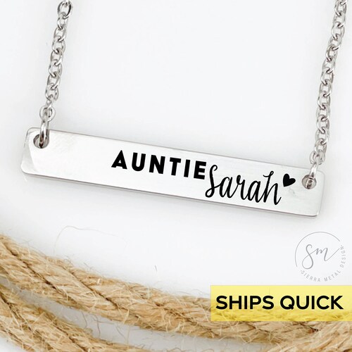 Personalized Auntie Bar Necklace Aunt 