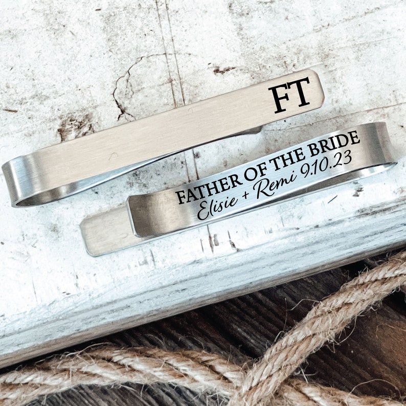 Personalized Father of the Bride Gift Father Of The Bride Tie Clip Father of the Brides Parent Gift Personalized Father of Bride Tie Clip image 1
