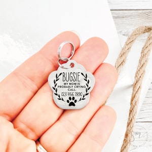 Pet Tag Personalized Dog for Cat My Mom is Crying Personalized Pet Id Tag Fun Cute Personalized Pet Tags for Dog Small Large for Collar image 4