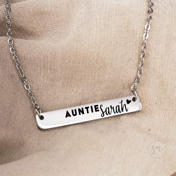 Personalized Auntie Bar Necklace Aunt 