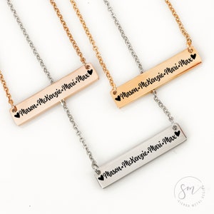 Sophia Marie Necklace Personalized Mom Bar Necklace  Custom Mom Necklace Mom Jewelry Personalized Mom Necklace with Kids Name Necklace