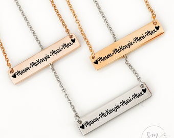 Sophia Marie Necklace Personalized Mom Bar Necklace  Custom Mom Necklace Mom Jewelry Personalized Mom Necklace with Kids Name Necklace