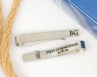 Personalized First Communion Gift Boy's First Communion Tie Clip Gift 1st Communion Tie Bar Boy Tie Clip 1st Communion Gift Little Boy Gift