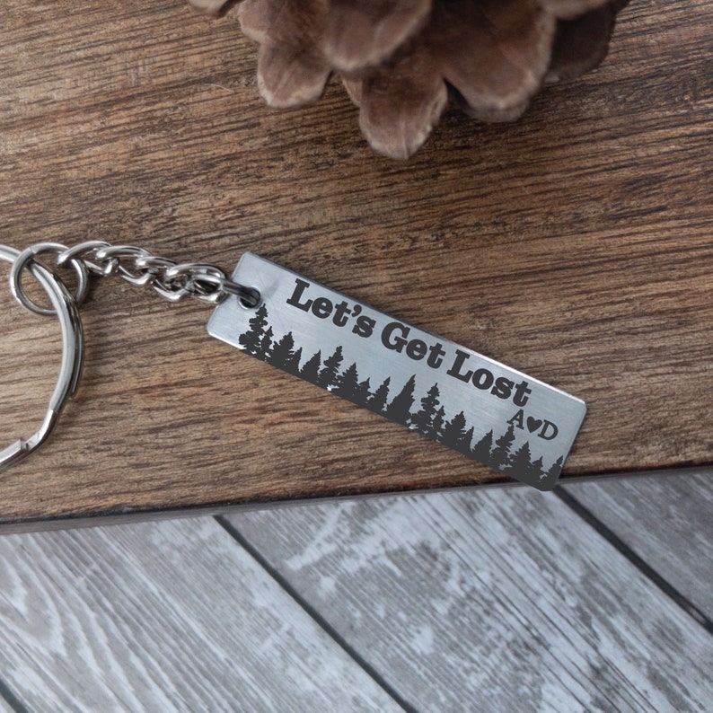 Personalized Keychain Let's Get Lost Keychain Husband Etsy