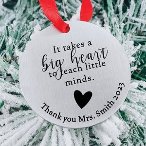 Big Heart Ornament Personalized 2023 Holiday Teacher Ornament Christmas Teach Christmas Tree Decoration 2023 For Teacher Gift Little Minds