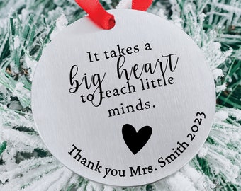 Big Heart Ornament Personalized 2023 Holiday Teacher Ornament Christmas Teach Christmas Tree Decoration 2023 For Teacher Gift Little Minds