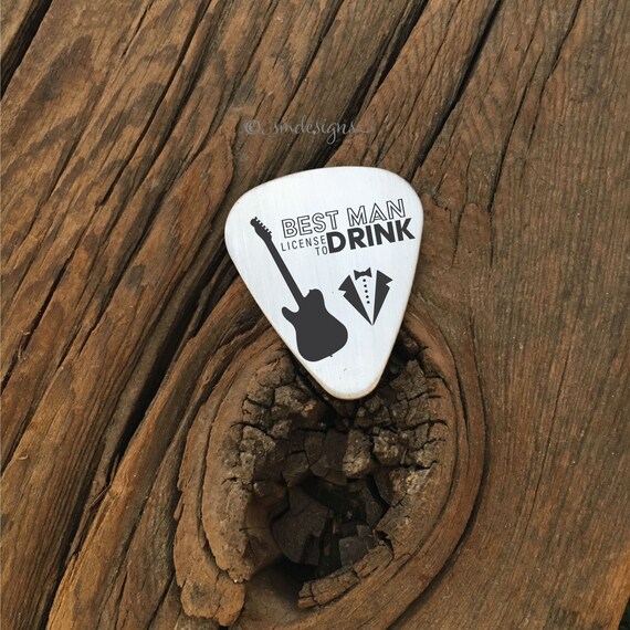 Groomsman License to Drink Guitar Pick Gift Idea Engraved Guitar Pick For Groomsman Grooms Party Wedding Gift Engagement Present