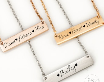 Mom Bar Necklace for Mom Bar Jewelry Personalized Kids Name Bar Necklace for Mom Personalized for Mom Mother's Day Gift Idea for Mom Kids