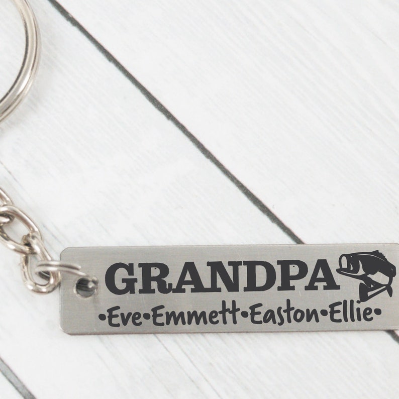 Personalized Grandpa Gift Idea Grandpa Fishing Keychain Etsy