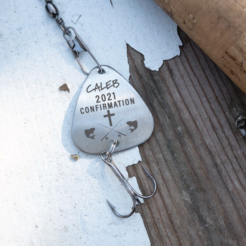 Confirmation Gift Fishing Lure Personalized Boys Confirmation Fishing Lure Gift Idea Confirmation Gift Religious Gift 2021 Gift Catholic