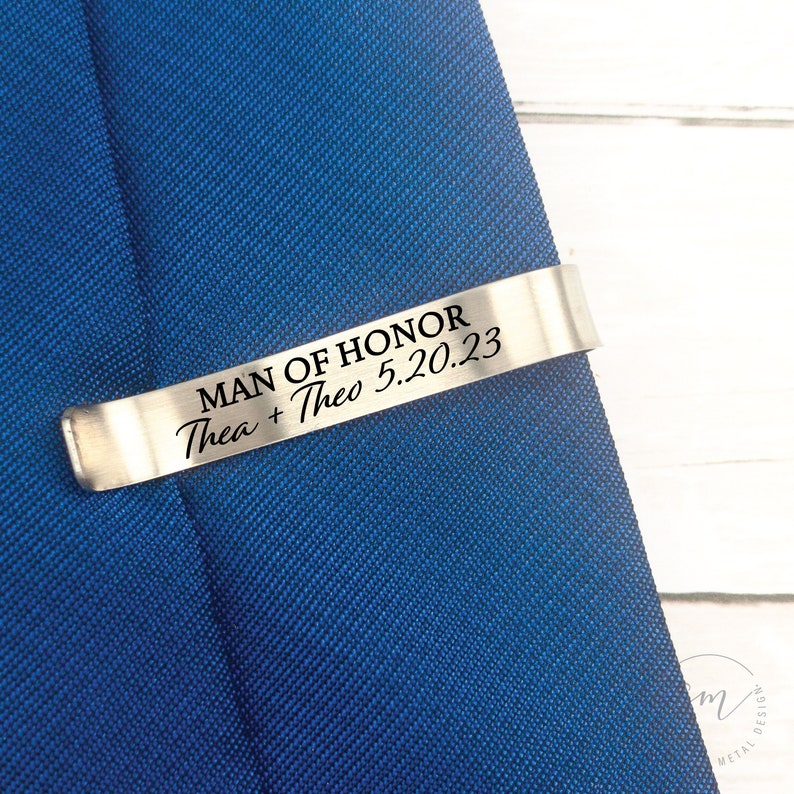 Personalized Man of Honor Gift Man Of Honor Tie Clip Wedding Tie Bar Man Of Honor Gift Groomsman Tie Clip Personalized Gift For Man Of Honor image 7