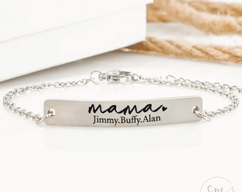 Mom Bracelet Personalized Mama Bracelet Kid's Names Mama Bracelet Gift From Husband Jewelry Christmas Gift Birthday Personalized Names