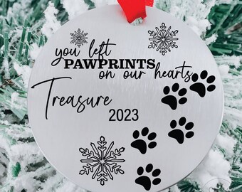 Personalized Dog Memorial Ornament Christmas Pet Memorial Ornament Forever Loved Cat Ornament Pet Christmas Ornament Paw Prints 2023