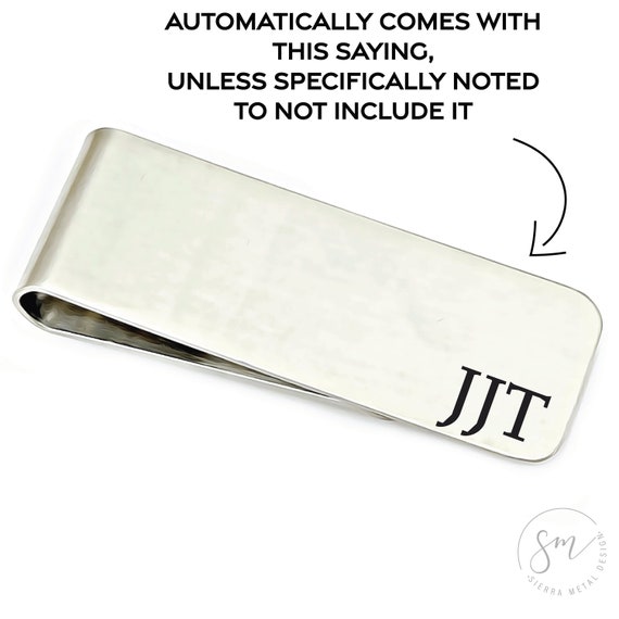 Pince à Billets En Métal Argenté Personnalisable - Gravure Texte Rectangle - Accessoire Porte-Billets Original Pour Homme Ou Femme