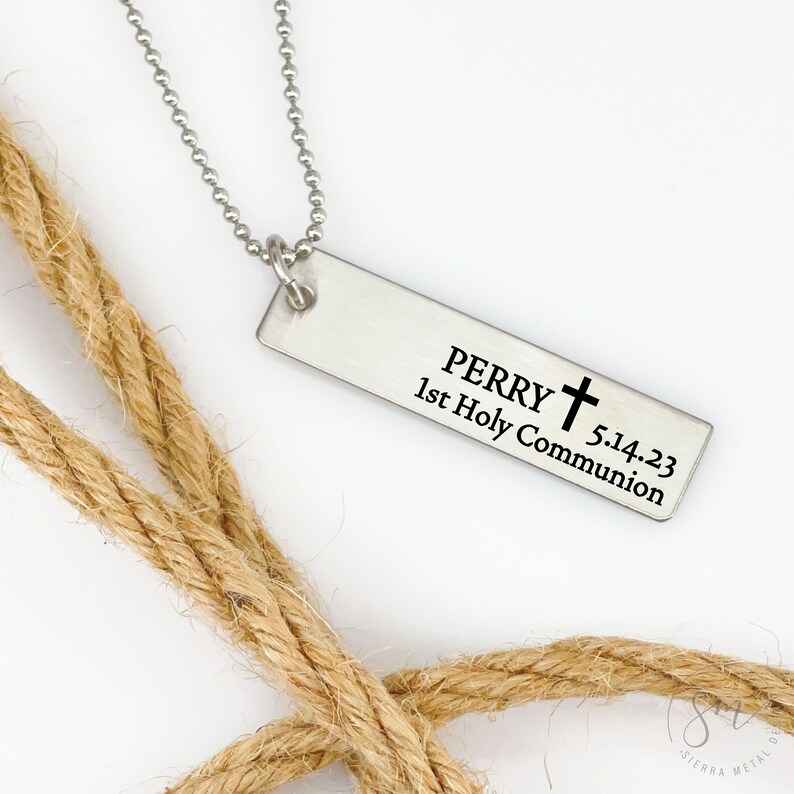 Personalized Boys First Communion Necklace For Boy First Communion Necklace First Communion Gift Cross Necklace boy Gift for Communion image 6