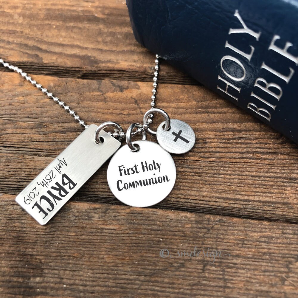 Personalized Boys First Communion Pendant Necklace For Boys Etsy