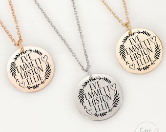 Personalized Kids Names Necklace Mom Necklace Personalized Jewelry Gift Personalized Names Gift For Mom Mother's Day Gift Idea For Mom Disc