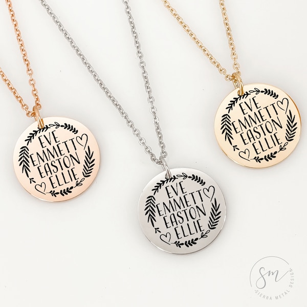 Personalized Kids Names Necklace Mom Necklace Personalized Jewelry Gift Personalized Names Gift For Mom Mother's Day Gift Idea For Mom Disc