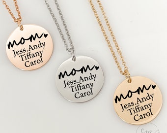 Personalized Mother's Day Gift From Kids to Mom Kid's Names Necklace Gift for Mom on Mother's Day Gift for Mom from Kids Gift to Mom Disc