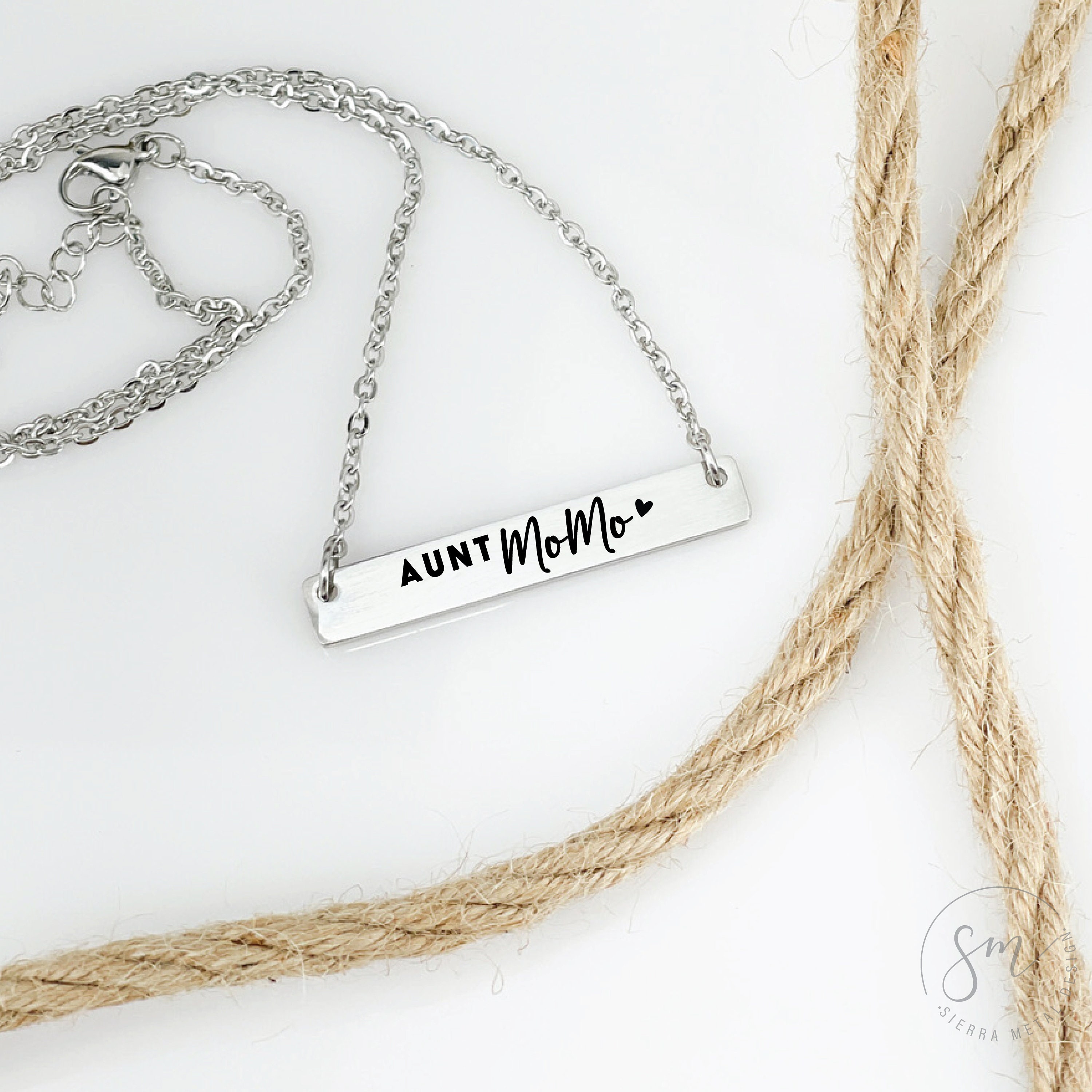 Personalized Auntie Bar Necklace Aunt Necklace Aunt Jewelry