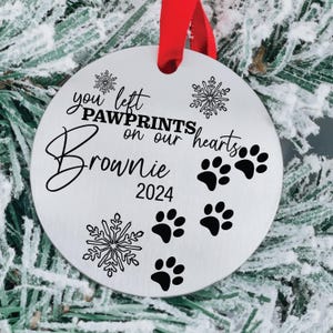 Personalized Dog Name Grief Gift Personalized Dog Memorial Ornament Christmas Pet Memorial Ornament You Left Pawprints on our Hearts
