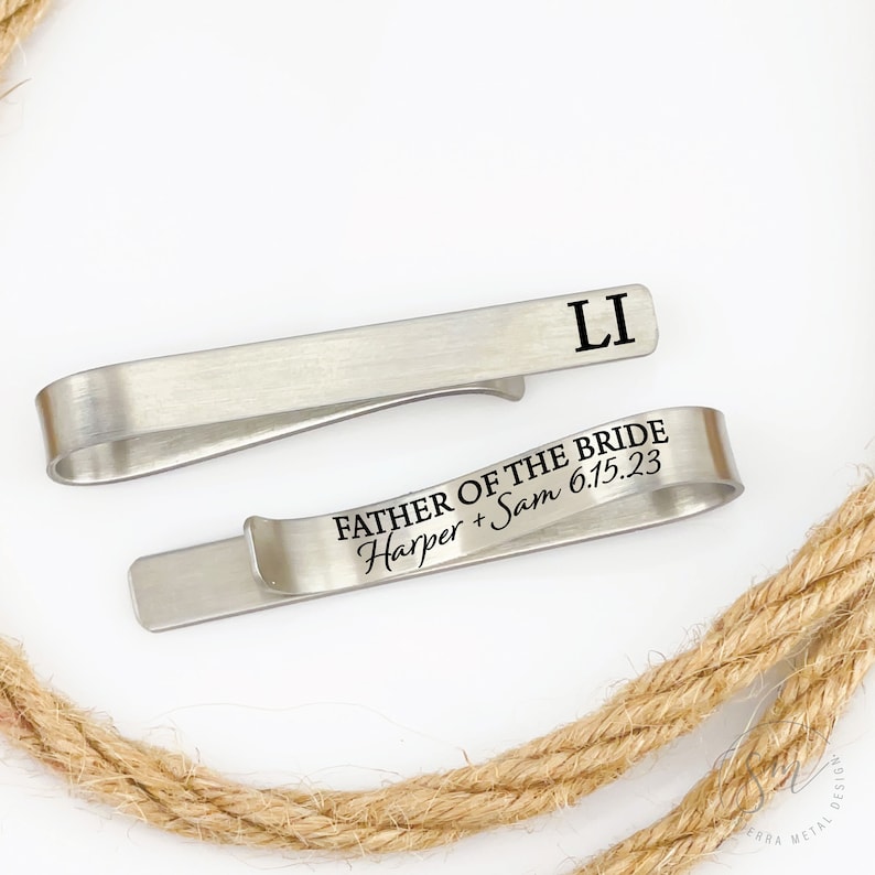 Personalized Father of the Bride Gift Father Of The Bride Tie Clip Father of the Brides Parent Gift Personalized Father of Bride Tie Clip image 8