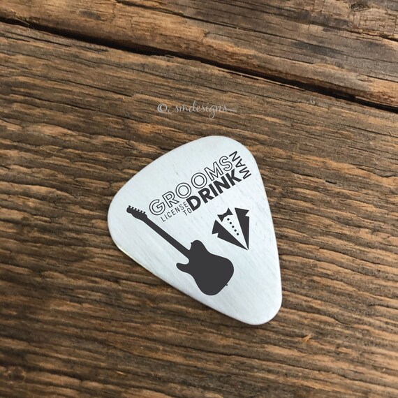 Groomsman License to Drink Guitar Pick Gift Idea Engraved Guitar Pick For Groomsman Grooms Party Wedding Gift Engagement Present