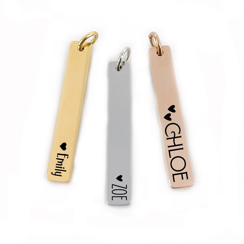Match Personalized Bar Charm Stainless Steel To Match One Of Our Necklaces NOT A NECKLACE image 1