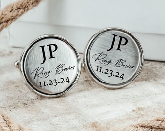 Personalized Ring Bearer Cufflinks- Gift Wedding Gift For The Ring Bearer Wedding Party Cufflinks Gift Idea Personalized Ring Bearer Gift