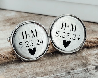 Personalized Gift for Him Mens Gift Idea Personalized Cufflinks Boyfriend Gift Husband Gift Personalized Cuff Links Initials Date Birthday