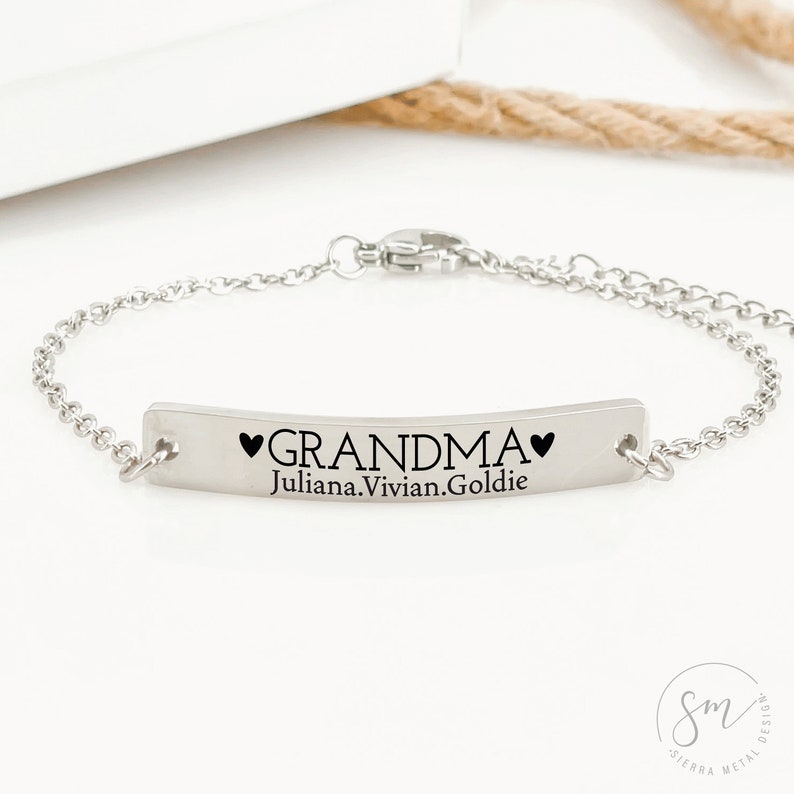 GMA Bracelet Personalized Grandma Bracelet Kid's Names Grammy Bracelet Gift From Grandkid Jewelry Christmas Gift Birthday Personalized Names image 1