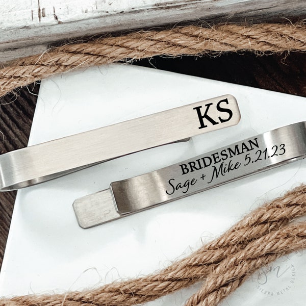 Bridesman Tie Clip Personalized Wedding Party Gift Bridesmaid For Bridesman On Wedding Day Customizable For Bridal Party Marriage Metal Gift