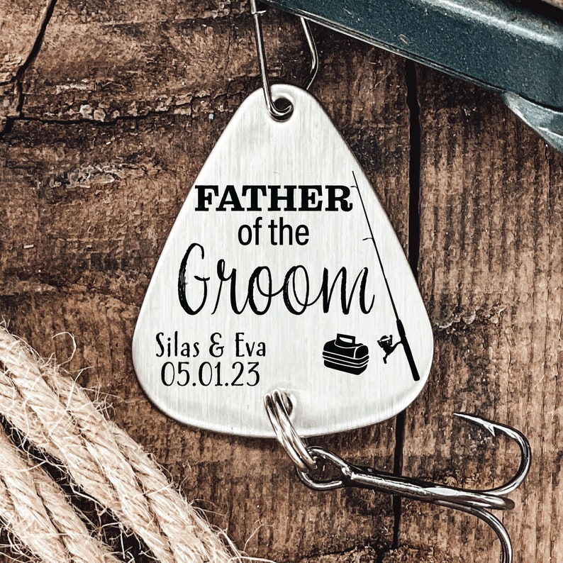 Father of the Groom Fishing Lure Father Gift Wedding Gift Personalized Dad Gift Personalized Lure Parent Gift Outdoors Father in Law image 1