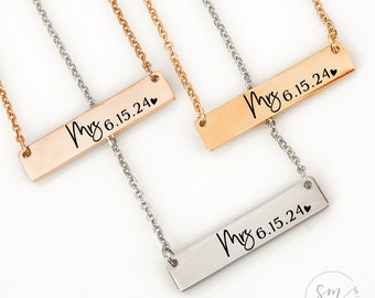 Mrs Necklace Gold Future Mrs Necklace Wedding Date Necklace Personalized Mrs Necklace For Bride Date Necklace Engagement Mrs Jewelry Bar