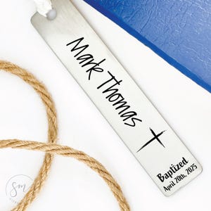 Personalized Baptism Bookmark Gift Idea For Friend Sister Bookmark Baptized Date Christian Present Gift Idea Birthday Gift Idea for Her Name
