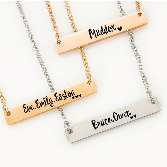 Mom Bar Necklace for Mom Bar Jewelry Personalized Kids Name Bar