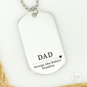 We Love Daddy Gift Personalized Dad Necklace Personalized Men's Necklace Gift Idea Personalized Names Gift for Dad From Kids Dad Birthday image 7