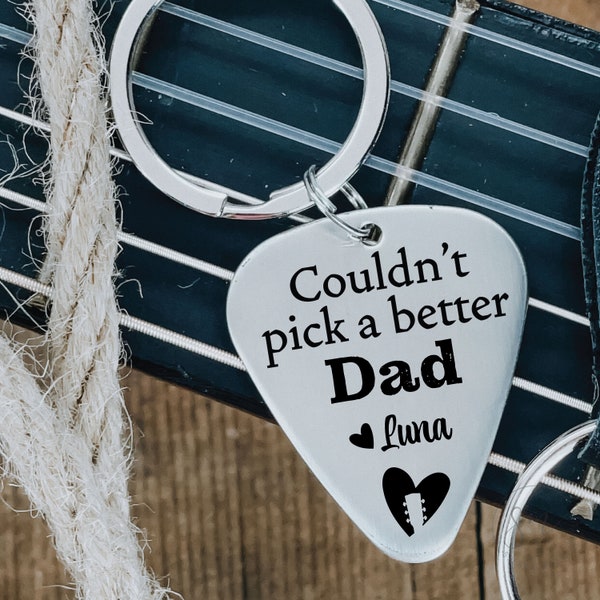 Personalized Father's Day Keychain Gift for Dad Guitar Pick Keychain Couldn't Pick A Better Dad Guitar Pick For Dad Gift Birthday Gift Names