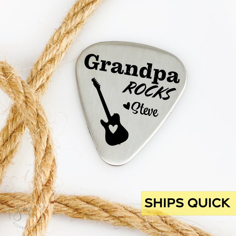 Papa Gift for Fathers Day My Papa Rocks Guitar Pick Gift for Etsy
