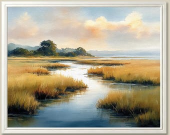 South Carolina Salt Marsh Print: Coastal Landscape Watercolor Art