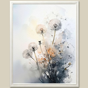 Dandelion Watercolor Art Print: Abstract Floral Giclée on Matte Paper