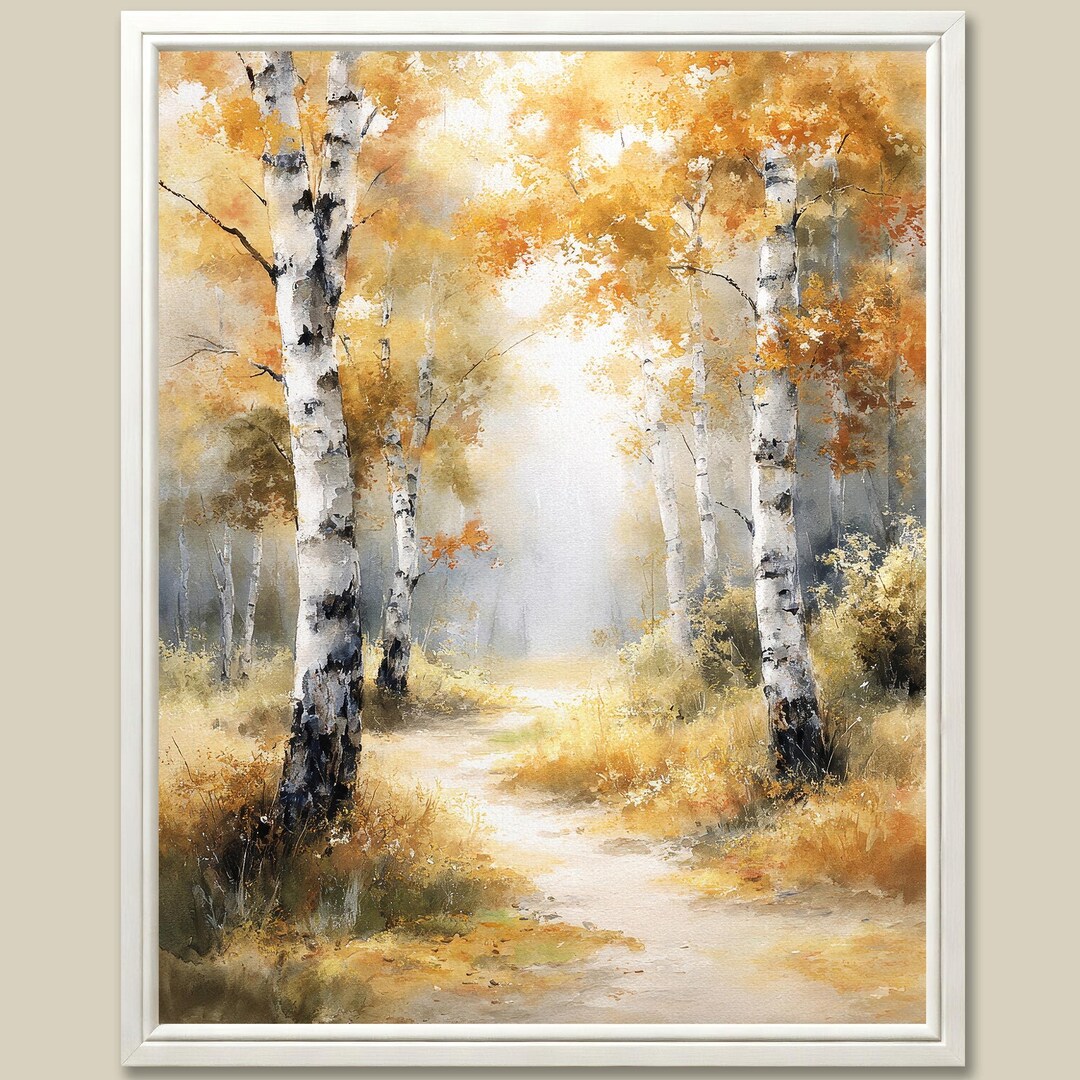 Aspen Birch Forest Art Print Watercolor Painting Fall Foliage Woodland ...