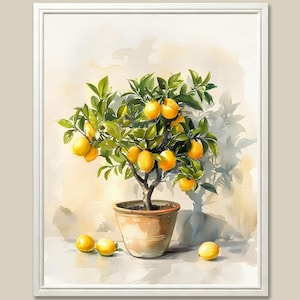 Lemon Tree Watercolor Painting: Botanical Art Print
